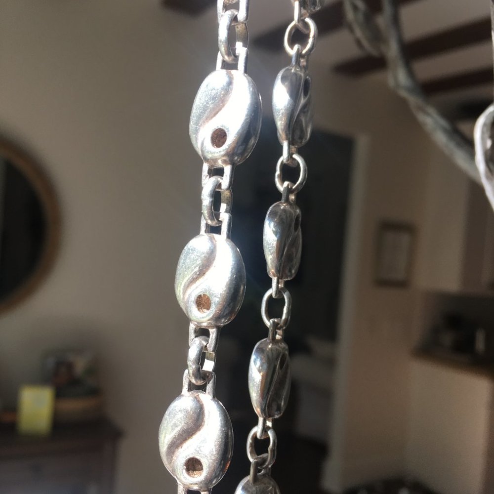 Solid Silver Yin Yang Link Necklace - image 2